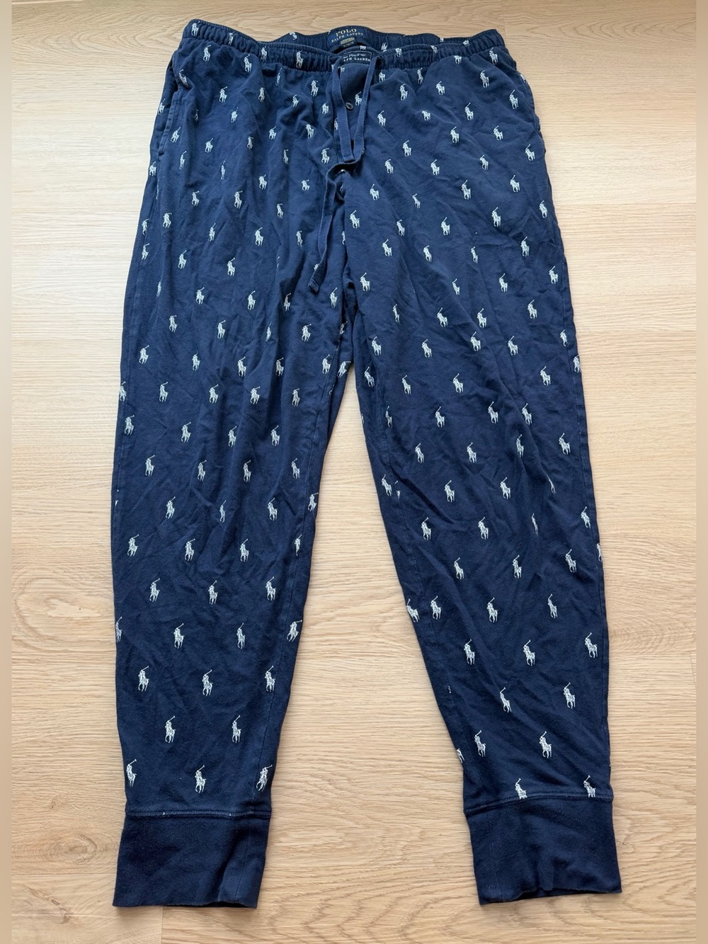 Polo Ralph Lauren Sleepwear Joggers Mens XL Navy Blue Allover Pony Logo Lounge